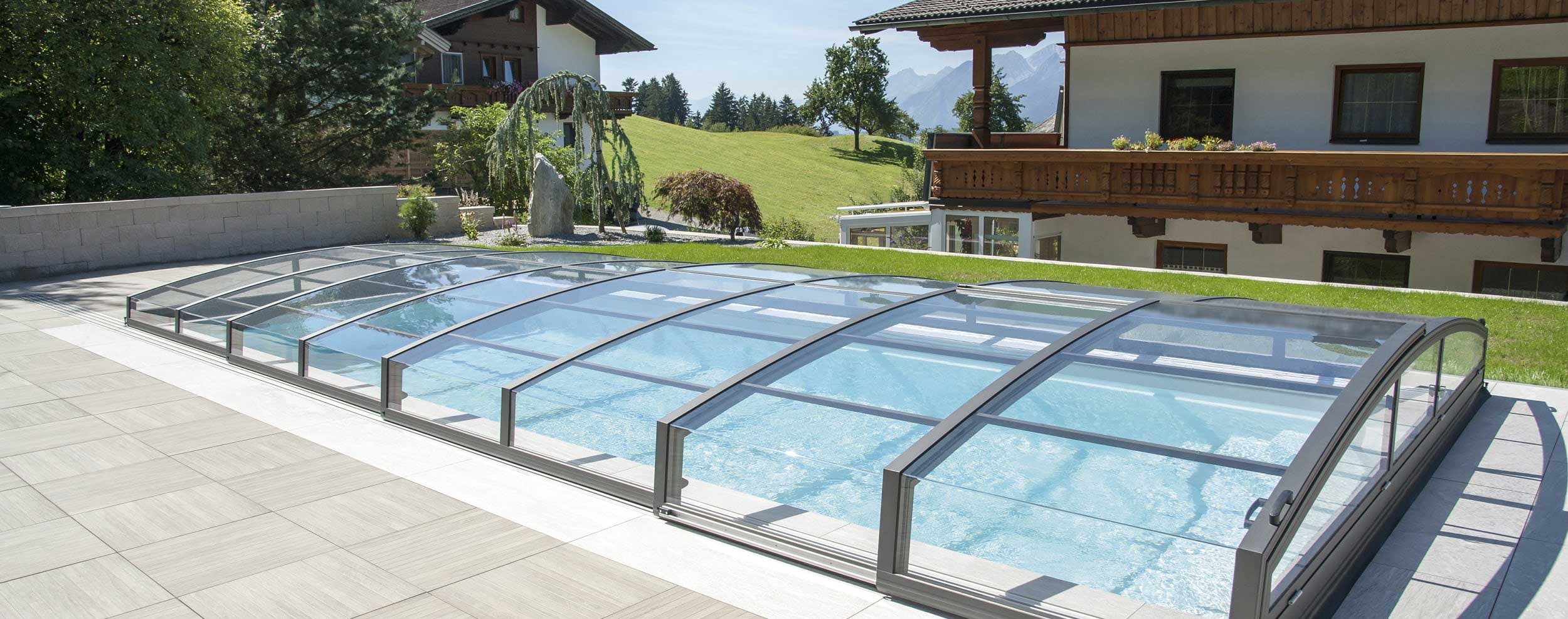 Polyfaser Poolüberdachung