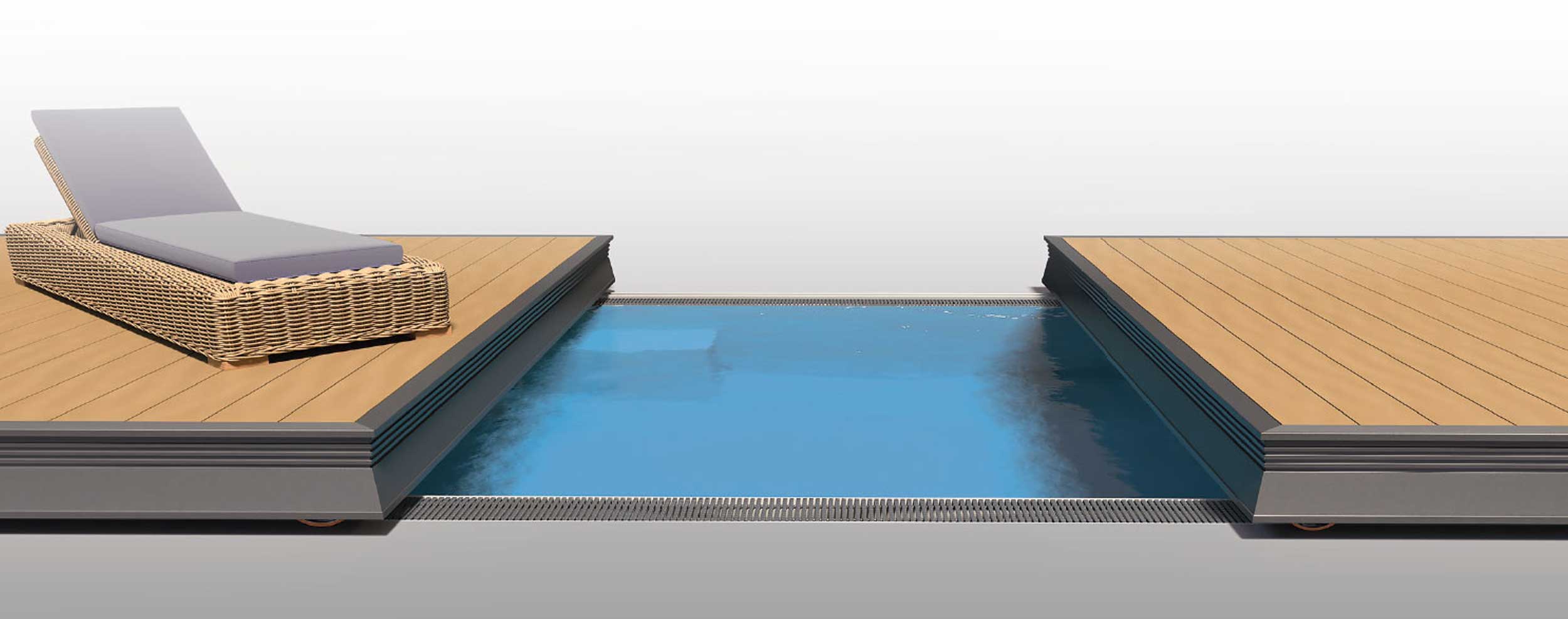 Geteiltes Pooldeck über die sichere Überdachung des Pools
